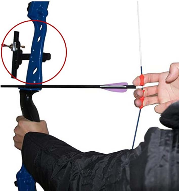 A sight pin attached to a recurve bow that allows for better aiming of the bow and arrow